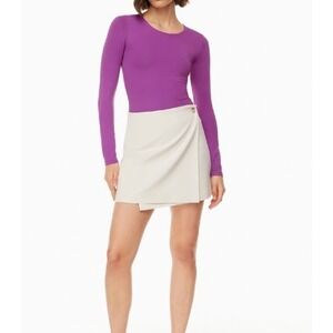 Babaton Aritzia Contour Crew Longsleeve Bodysuit  Size Small Magenta Thong Cut